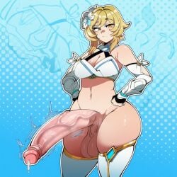 1futa ai_generated big_penis blonde_hair breasts futanari genshin_impact hoyoverse huge_cock lumine_(genshin_impact) medium_breasts mullon novelai penis precum thick_thighs voluptuous voluptuous_futa voluptuous_futanari wide_hips