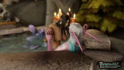 3d blood_elf cowgirl_position female ferlynn futa_on_female futanari holding_hands night_elf riding sinestra world_of_warcraft