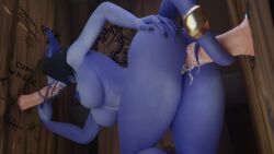 1girls 2boys 3d bent_over big_ass big_breasts black_hair blizzard_entertainment blowjob blue_skin cum cum_in_mouth cum_in_pussy cum_in_pussy cum_inside draenei fellatio glory_hole horns human human_(world_of_warcraft) interspecies light-skinned_male light_skin male morilymory mory nude oral oral_sex original_character pussy sex swallowing swallowing_cum tail_sex thick_thighs vaginal_penetration vaginal_penetration vaginal_sex voluptuous voluptuous_female warcraft wide_hips world_of_warcraft