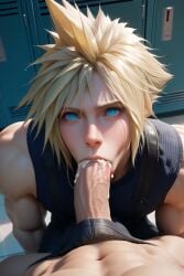 2boys ai_generated blonde_hair blowjob blue_eyes cloud_strife final_fantasy final_fantasy_vii gay gay_sex penis semen white_skin