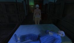 3d ass ass_focus bed bedroom beldingford'_s_mistress bottomless corset hitman hitman_contact_(2004) io-interactive maid maid_headdress mansion official_art screenshot sleeping video_games winston_beldingford