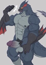 abs absurd_res anthro armpit_hair ball_tuft balls bodily_fluids body_hair capcom cellphone claws electronics erection flying_wyvern fur genitals geryorias glans hi_res humanoid_genitalia humanoid_penis male malee_anthro monster_hunter muscular muscular_anthro muscular_male nargacuga nipples nude pecs penis phone pubes simple_background smartphone solo sweat tail tongue tuft vein veiny_muscles veiny_penis yellow_eyes