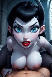 ai_generated aiscum busty_vampire_girl cartoon castle dark_fantasy female_focus gothic guy interior intimate male_focus night original_artwork romantic_sex spooky_castle toony vampire_bite vampire_couple vampire_fangs vampire_girl vampire_theme