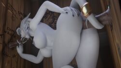 1girls 2boys 3d bent_over big_breasts blizzard_entertainment blowjob dark-skinned_male dark_skin draenei elly_(draenei) fellatio female glory_hole horns human human_(world_of_warcraft) interracial interspecies male morilymory nude oral oral_sex original_character pussy sex spread_legs tail_sex thick_thighs vaginal_penetration vaginal_sex voluptuous voluptuous_female warcraft white_hair wide_hips world_of_warcraft