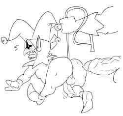 1boy anus artbyyellowdog ass balls deltarune jevil_(deltarune) male penis tagme