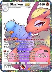anthro areola avian big_breasts bird blaziken bodily_fluids breasts card card_template digital_media_(artwork) dildo english_text eyewear female gameplay_mechanics gender_symbol generation_3_pokemon gui hair health_bar lifewonders looking_at_viewer lore nintendo nipples nude open_mouth pokemon pokemon_(species) red_body saliva seductive sex_toy sharalythesheep simple_background solo symbol text tongue tongue_out trading_card trading_card_game trading_card_template
