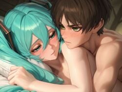 ai_generated attack_on_titan crossover eren_jaeger hatsune_miku vocaloid