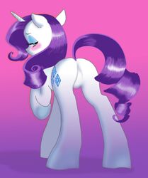 ass background blush featureless_crotch female friendship_is_magic lidded_eyes looking_at_viewer looking_back my_little_pony rarity_(mlp) rear_view simple smooth_skin solo unicorn wickedwind