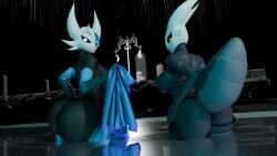 16:9 3d_(artwork) animal_humanoid anthro arthropod arthropod_humanoid ass ass_up big_butt bikini butt_focus clothing digital_media_(artwork) duo female female/female hi_res hollow_knight hornet_(hollow_knight) humanoid insect_humanoid insects lampy_(azura_inalis) nude nude_anthro nude_female omananimations swimwear team_cherry teasing teasing_viewer teasing_with_butt thick_thighs towel two-piece_swimsuit wide_hips widescreen