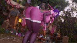 1girls 3d bent_over big_ass big_breasts blizzard_entertainment bunny_ears easter easter_egg female_only morilymory night_elf noblegarden nude original_character pink_skin pinup purple_hair raelisenna_nightdream solo stockings thick_thighs voluptuous voluptuous_female warcraft wide_hips world_of_warcraft