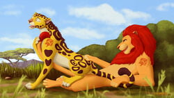 16:9 2019 4k absurd_res aged_up ambiguous_penetration cheetah closed_eyes detailed detailed_background disney duo felid feline female feral feral_on_feral from_behind_position fuli fur grass hi_res interspecies kion lion lionet male mammal mane markings open_mouth outside pantherine penetration red_mane savanna sex side_view smile spots spotted_fur straight the_lion_guard the_lion_king tree yellow_fur