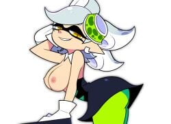 1girls ai_assisted big_breasts breasts breasts_out edit female female_focus gloves light-skinned_female light_gray_hair light_grey_hair light_skin marie_(splatoon) nintendo nipples simple_background smile smiling_at_viewer solo solo_female solo_focus splatoon tagme tentacle_hair white_background white_gloves yellow_eyes