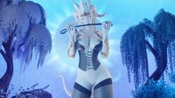 1girls 3d big_breasts blizzard_entertainment corset draenei female_only lightforged_draenei lurri morilymory nude original_character pussy riding_crop solo stockings thick_thighs voluptuous voluptuous_female warcraft white_hair white_skin wide_hips world_of_warcraft