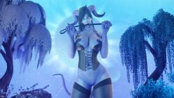 1girls 3d big_breasts blizzard_entertainment blue_skin corset draenei female_only morilymory nude original_character riding_crop sironis solo stockings thick_thighs voluptuous voluptuous_female warcraft wide_hips world_of_warcraft