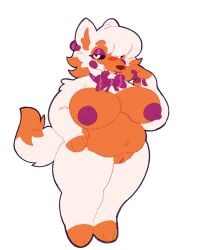 anthro bowtie chubby earring fat five_nights_at_freddy's fnaf fur furry kadk9 lolbit lolbit_(fnaf) orange_fur shortstack solo solo_anthro white_fur