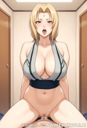ai ai_generated big_breasts blonde_hair female female female/male huge_breasts male/female riding riding_penis tounge_out tsunade