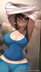 alternate_version_available big_breasts blizzard_entertainment breasts brown_hair chubby curvy female glasses hair mei_(overwatch) overwatch princesshinghoi thick thick_thighs
