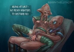 alien berrythelothcat cum cum_in_pussy holding_breast interspecies mon_calamari prince quarren shuggoth speech_bubble star_wars the_mandalorian vaginal_penetration vaginal_sex