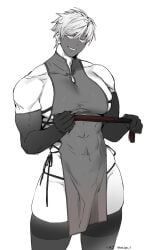 13_thirteen 1boy bara bara_tiddies bara_tits barazoku big_pecs big_thighs bitch_bara compass_(game) curvy curvy_figure femboy gay hekigo mask masked_male muscular_male muscular_thighs pecs pectorals seductive seductive_smile smile tagme thighhighs twink twunk white_hair white_skin yaoi