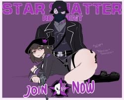 1boy 1girls aschazm ass ass_grab english_text grave/digger gun military_uniform min_jee_(aschazm) no_pants officer_(grave/digger) on_knees onomatopoeia panties roblox roblox_game robloxian royal_nation_(grave/digger) soldat_(grave/digger) squeezing_butt tagme text thighs