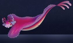 alien ambassador_questa animal_genitalia antenna_hair belly cloaca cyadical elio_(pixar) female feral genitals hair hi_res levitation pink_body solo space star tan_belly zero_gravity