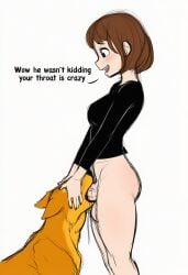 beastiality bestiality dirty_talk domestic_dog futa_on_feral futanari hand_on_head oral oral_penetration solo solo_futa text_bubble throat_fuck
