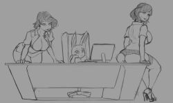 1boy 2girls artz computer_monitor eevee female human human_female male pokemon pokemon_(species)