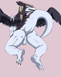 all_fours anthro anus ass backsack balls barefoot digital_media_(artwork) dragon gay hair hi_res legendz long_hair looking_at_viewer nude presenting ranshiin sinful_ink_(artist) solo windragon