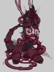 3:4 anthro belly black_sclera bodily_fluids bondage bound breast_squeeze breasts chained chains clothed clothing cuff_(restraint) cum cum_drip cum_from_vagina cum_in_vagina cum_inside cum_on_breasts cum_on_ground cum_on_nipples cum_on_tentacle cum_string curvy_figure dark_hair dripping ear_piercing erect_nipples female fin fin_piercing fish furgonomics furry-specific_piercing genital_fluids genitals hair hale. hands_above_head heart_(marking) hi_res highlights_(coloring) hourglass_figure kneeling leaking_cum looking_at_viewer marine markings medium_breasts messy messy_hair midriff narrowed_eyes navel nipple_piercing nipples no_underwear non-mammal_breasts nude one_eye_obstructed orange_eyes penetration piercing questionable_consent red_body red_skin restrained restraints rose_(kamikazekit) sex shark slime small_waist solo spread_legs spreading squeezing tentacle tentacle_around_breast tentacle_around_tail tentacle_around_wrist tentacle_in_vagina tentacle_penetration tentacle_sex tentacle_slime tentacles_around_arms tentacles_around_legs tentacles_around_waist translucent translucent_tentacles vaginal_penetration vaginal_penetration white_markings wide_hips wrist_cuffs