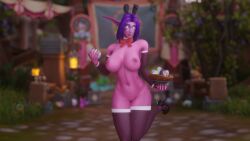 1girls 3d big_breasts blizzard_entertainment bunny_ears easter easter_egg female_only huge_breasts morilymory night_elf noblegarden nude original_character pink_skin pinup purple_hair raelisenna_nightdream solo stockings tattoo thick_thighs voluptuous voluptuous_female warcraft wide_hips world_of_warcraft