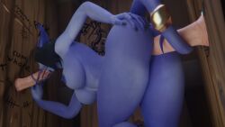 1girls 2boys 3d bent_over big_ass big_breasts black_hair blizzard_entertainment blowjob blue_skin draenei fellatio glory_hole horns human human_(world_of_warcraft) interspecies light-skinned_male light_skin male morilymory mory nude oral oral_sex original_character pussy sex tail_sex thick_thighs vaginal_penetration vaginal_penetration vaginal_sex voluptuous voluptuous_female warcraft wide_hips world_of_warcraft