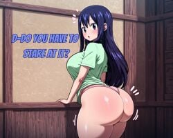 ai ai_generated ass astrawaifu big_ass big_butt blue_hair booty brown_eyes curvy curvy_ass curvy_body curvy_female curvy_figure curvy_hips dat_ass fairy_tail huge_ass large_ass looking_at_viewer looking_back panties thick_ass thick_hips thick_thighs wendy_marvell