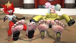 3d 3d_(artwork) barefoot duo feet foot_fetish foot_focus game_freak hyper_feet iono_(pokemon) mela_(pokemon) nintendo pokemon pokemon_sv soles solo tidesafterdark_(artist) toes what