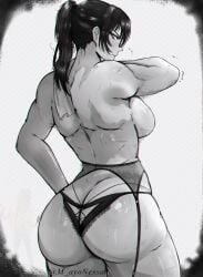 ass ass_cutout female jujutsu_kaisen m_ayonessa panties ponytail sideboob topless towel zenin_maki