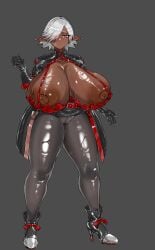 big_breasts big_butt big_nipples big_thighs commission dark-skinned_female dark_elf elf heels large_ass large_breasts thick_ass thick_butt thick_hips thick_legs thick_thighs