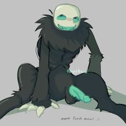 anthro colored_sketch die_of_death_(roblox) english_text penis penis_out pursuer_(die_of_death) roblox roblox_game robloxian self_upload simple_background sitting solo solo_focus solo_male watermark