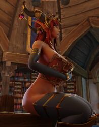 1girls 3d alexstrasza barbell_piercing big_breasts blizzard_entertainment book female_only horns light-skinned_female light_skin mrtaxman nipple_piercing nude ouch_meme pinup red_hair solo thick_thighs thighhighs voluptuous voluptuous_female warcraft wide_hips world_of_warcraft