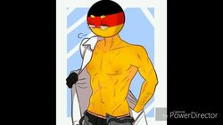 1boy 3rd_party_watermark countryhumans gay german_flag germany germany_(countryhumans) glasses hentai male_only personification porn powerdirector scars shirtless solo solo_male stickman sweating thekuky