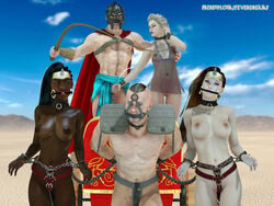 2boys 3d 3dbondagedreams 3girls bit_gag bondage breasts chains chariot chastity chastity_belt collar cuffs cum dark-skinned_female dark_skin ejaculation female female_chastity femsub feverdreams gag handjob harness_gag male male_and_female_subs maledom malesub multiple_females multiple_subs nude ponyplay shackles whip wrist_cuffs