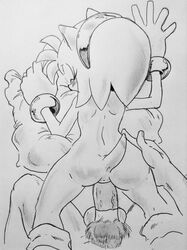 amy_rose anthro anus ass balls female furry human_on_anthro male on_stomach penis pov pubic_hair randomguy999 sonic_(series) sonic_team