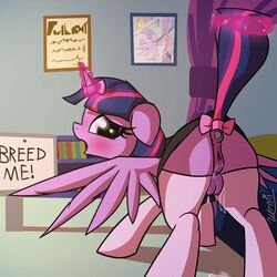 1:1 2019 alicorn anus ass blush clitoral_winking clitoris crotchboobs english_text equid eyebrows eyelashes feathers female feral friendship_is_magic hair hi_res horn inside looking_at_viewer looking_back magic mammal multicolored_hair my_little_pony presenting presenting_pussy princess_twilight_sparkle_(mlp) pussy solo text twilight_sparkle_(mlp) wenni wings