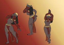 aladdin anthro arabian_clothes ass black_hair breasts disney eyeshadow felid feline female hair harem_outfit looking_at_viewer makeup mammal mirage_(aladdin) multiple_poses nipples pose pussy solo unknown_artist veil