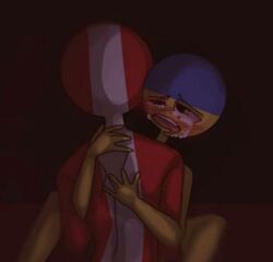 blush canada_(countryhumans) countryhumans gay pleasure_face pleasured ship tearing_up tears ukraine_(countryhumans) yaoi