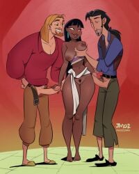 1girls 2025 2boys breasts chel dark-skinned_female dark-skinned_male dark_skin dreamworks imminent_sex jmoz light-skinned_male light_skin miguel_(the_road_to_el_dorado) penis penis_grab pubic_hair pussy the_road_to_el_dorado thick_thighs tulio_(the_road_to_el_dorado) wide_hips