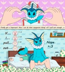 :< balls bed bodily_fluids bottomless bottomless_male box clothed clothing container cum cum_in_pussy cum_in_uterus cum_inside detailed_background dominant dominant_female dominant_feral duo eeveelution egg english_text female feral feral_penetrated forced furniture generation_1_pokemon genital_fluids genitals gift_box hi_res human human_on_feral human_penetrating human_penetrating_female human_penetrating_feral humor i>:3 impregnation instant_loss_2koma internal interspecies interspecies_domination interspecies_impregnation johnbrain93 male male/female mammal meme nintendo on_bottom on_model on_top penetration penile penile_penetration penis penis_in_pussy pokemon pokemon_(species) pokephilia pussy reverse_cowgirl_position sex submissive submissive_human submissive_male text uterus vaginal_penetration vaporeon vaporeon_copypasta zoophilia