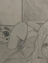 1female 1girls ass butt doki_doki_literature_club female i_hate_reddit12 mr._cow_(doki_doki_literature_club) panties sayori_(doki_doki_literature_club) thong traditional_art traditional_media_(artwork)