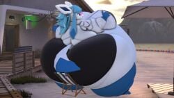 bbw big_ass big_breasts breasts bubble_butt cleavage eeveelution female furry glaceon huge_ass huge_breasts kingofthekabuto overweight pokemon pokemon_(species) queenofthekabuto thick_thighs wide_hips