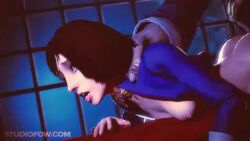 1boy 1girls 3d bioshock bioshock_infinite bolero boy_of_silence_(bioshock_infinite) choker elizabeth_comstock female female_focus from_behind from_behind_position male penetration sex studiofow tagme video