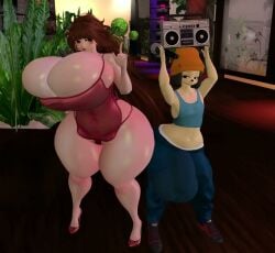 animated anthro beanie boombox bouncing_breasts brown_hair bulge canine cheating cheating_(relationship) cheating_female cheating_girlfriend clothed dancing friday_night_funkin furry girlfriend_(friday_night_funkin) lobbyandwoopy music netorare ntr parappa parappa_the_rapper public second_life sound squished_breasts swaying tagme video video_games