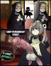 balls big_penis bloody_marie double_(skullgirls) erection flat_chest futanari horse horsecock lordfink mad massive_penis precum skullgirls small_breasts